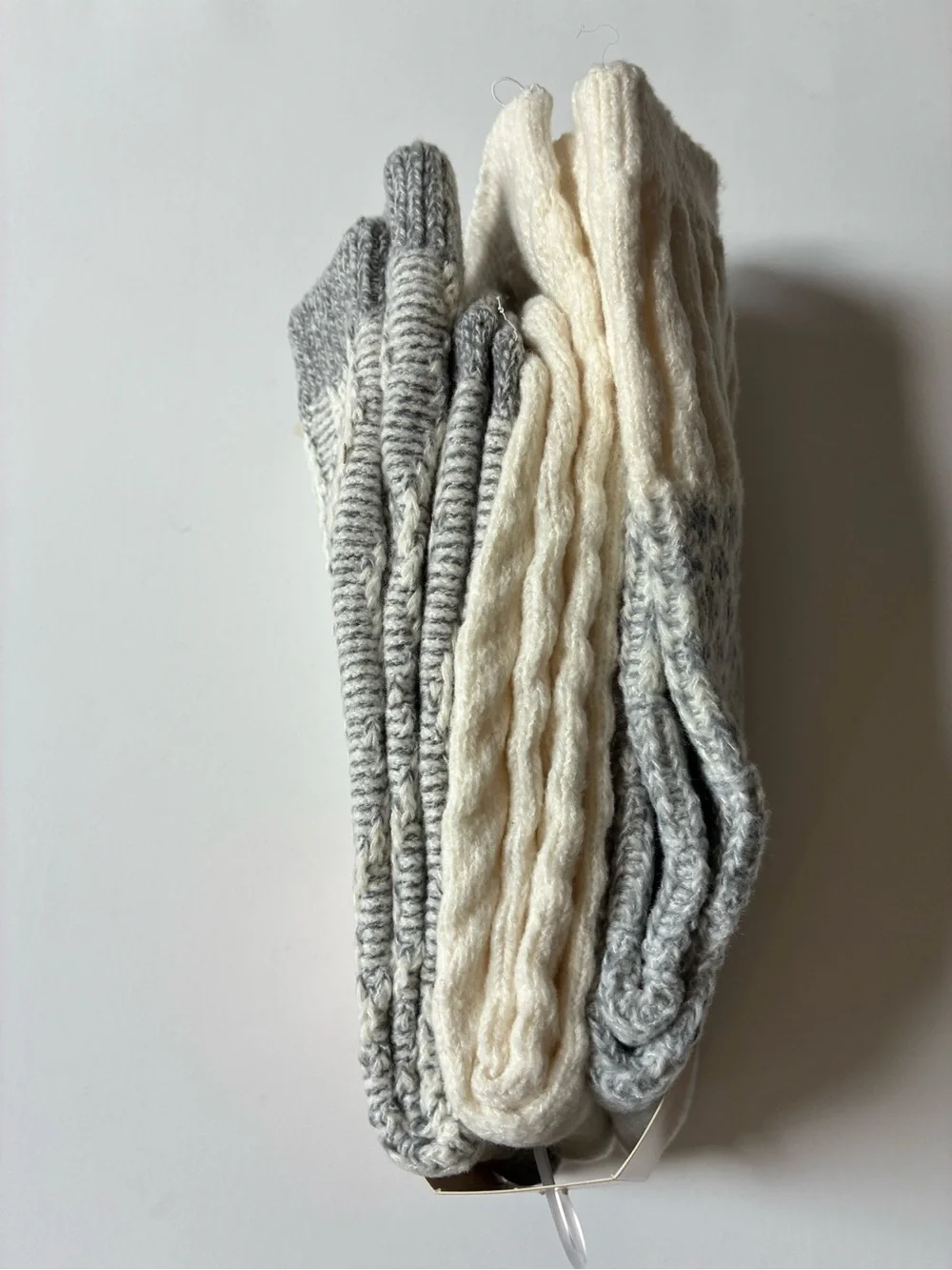 BearPaw Knit Crew Socks in Gray & Cream NWT Set of 3